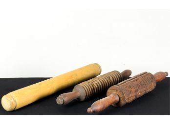 COOKIE MOLD ROLLING PIN & (2) OTHERS