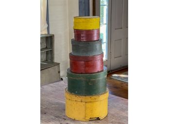 GRADUATED STACK OF (6) PAINTED PANTRY BOXES