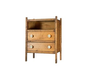 DIMINUTIVE (2) DRAWER PINE STAND