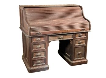 VICTORIAN WALNUT ROLL TOP DESK