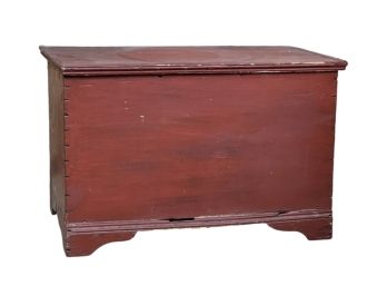 (19th C) DIMINUTIVE RED PAINTED BLANKET BOX