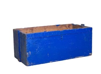 BLUE PAINTED FIREWOOD BOX