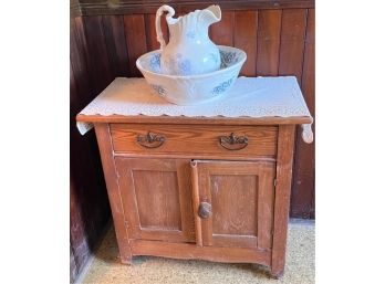 VICTORIAN COMMODE w WASH BASIN & PITCHER