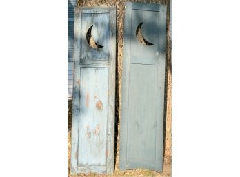 (2) PAINTED CRESCENT MOON OUTHOUSE DOORS