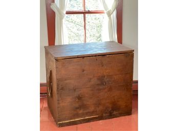 LARGE PRIMITIVE PINE GRAIN BIN IN RED WASH