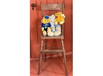 VICTORIAN PUSH BACK HIGH CHAIR w TEDDY BEARS