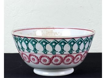 SPLATTERWARE BOWL w FLORAL BORDER