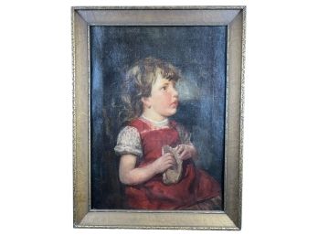 (19th c) PORTRAIT OF A CHILD OIL ON CANVAS