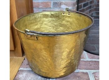 LARGE BRASS SWING HANDLE COAL BUCKET