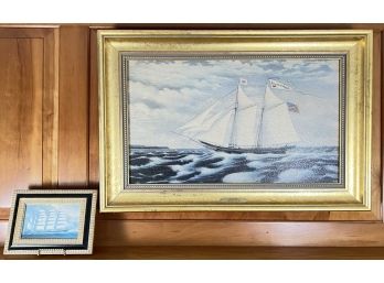 (2) VINTAGE FRAMED SHIP GICLEE PRINTS