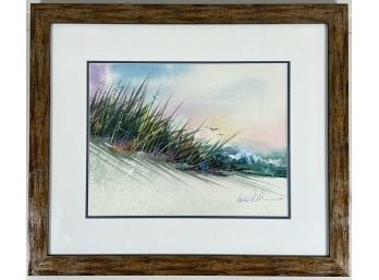 SIGNED SAND DUNE/SEASHORE WATERCOLOR