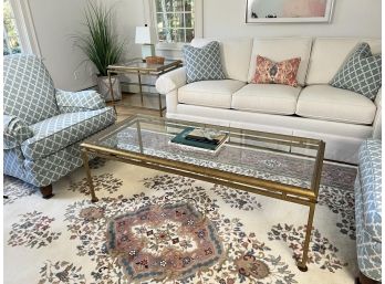 DESIGNER QUALITY METAL & GLASS COFFEE & SIDE TABLE