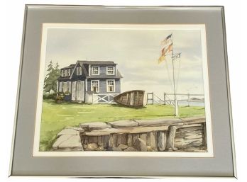 SIGNED POSSIBLY MAINE COAST WATERCOLOR