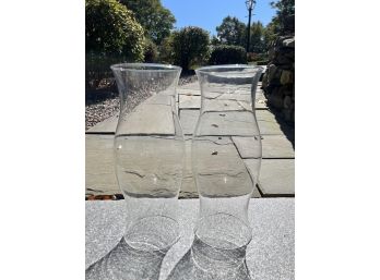 PAIR OF GLASS HURRICANE LAMP SHADES