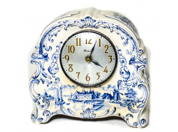 DELFT MANTEL CLOCK W/ WINDMILL & CANAL SCENES