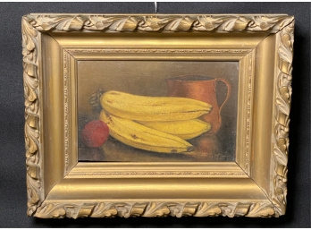 SIGNED VICTORIAN OIL ON BOARD 'BANANA STILL LIFE'