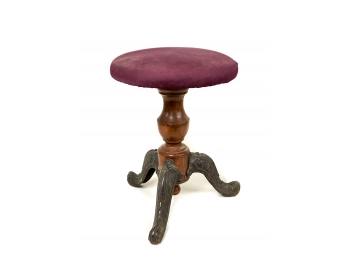 VICTORIAN PIANO STOOL WITH CAST IRON FEET