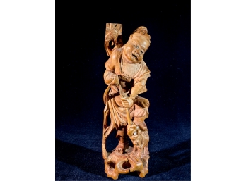 CARVED CHINESE FIGURE WITH DOG