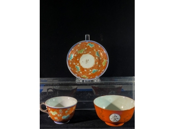 (3) PIECES OF SIGNED ASIAN PORCELAIN