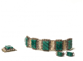 STERLING MEXICAN BRACELET & EARRING SET