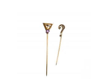 (2) 14K STICKPINS