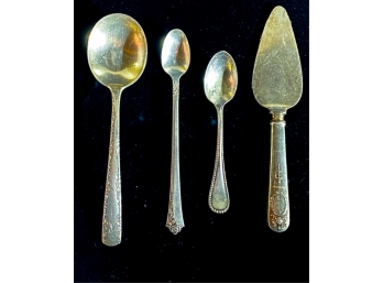 (3) MISC STERLING SPOONS & (1) WEIGHTED PIECE