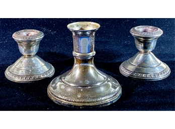 (3) WEIGHTED STERLING SILVER CANDLEHOLDERS