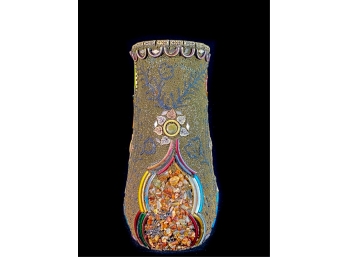 POTTERY VASE BEADWORK & JEWELRY APPLIED DECORATION