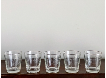 VINTAGE ETCHED POLYNESIAN TIKI GLASSES