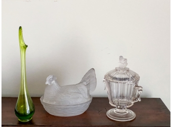 (3) PIECE MISC GLASSWARE LOT