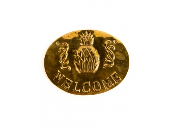 CAST BRASS 'WELCOME' PLAQUE WITH PINEAPPLE