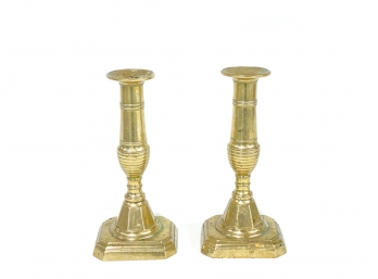 PAIR OF ANTIQUE BRASS CANDLESTICKS