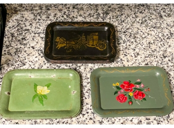 GROUP OF (10) MISC MINIATURE TOLE TRAYS