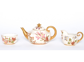 ROYAL WORCESTER (3) PIECE TEA SET C1890