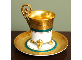 GILT BAVARIA PORCELAIN DEMI TASSE CUP and SAUCER