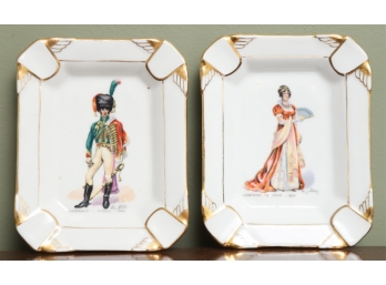 PAIR OF LIMOGE OF FRANCE PORCELAIN ASH TRAYS