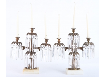 PAIR OF (3) LIGHT GIRANDOLE LUSTERS