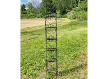 WROUGHT IRON STANDING SHELF w HEART DECORATION