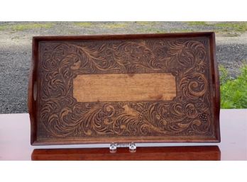 ROYCROFT CRAFTSMAN C.S. HALL CARVED MAHOGANY TRAY