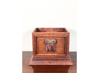 MAHOGANY PLANTER w CARVED & APPLIED RAM'S HEAD