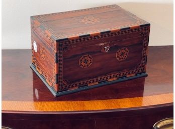 19C INTRICATELY INLAID JEWELRY BOX