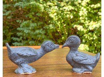 (2) CAST LEAD DUCK PAPERWEIGHTS