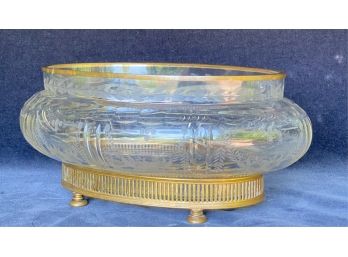 FINE QUALITY ETCHED GLASS CENTERPIECE w ORMOLU