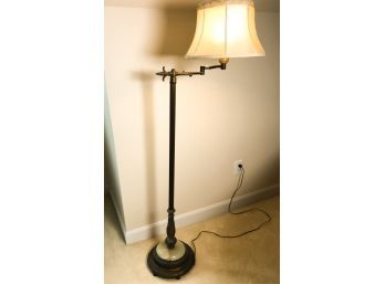 BRASS SWINGING ARM FLOOR LAMP W/ MARBLE INSERT