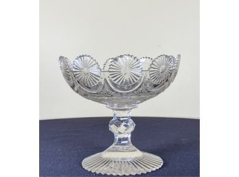 CUT CRYSTAL COMPOTE WITH SUNBURST DECORATION