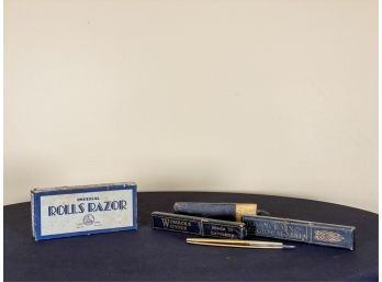 (4) STRAIGHT RAZORS & 'IMPERIAL ROLLS RAZOR'