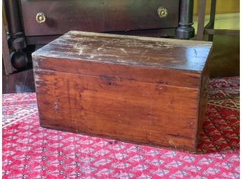 ANTIQUE PINE TRUNK w BRASS HANDLES