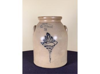 FORT EDWARD NY PAINT DECORATED STONEWARE CROCK