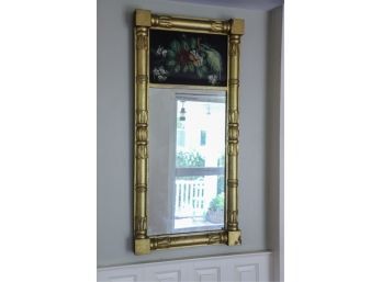 GILT CARVED SPLIT COLUMN MIRROR w REVERSE GLASS