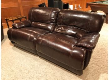 JORDAN'S FURNITURE LEATHER DUAL RECLINER